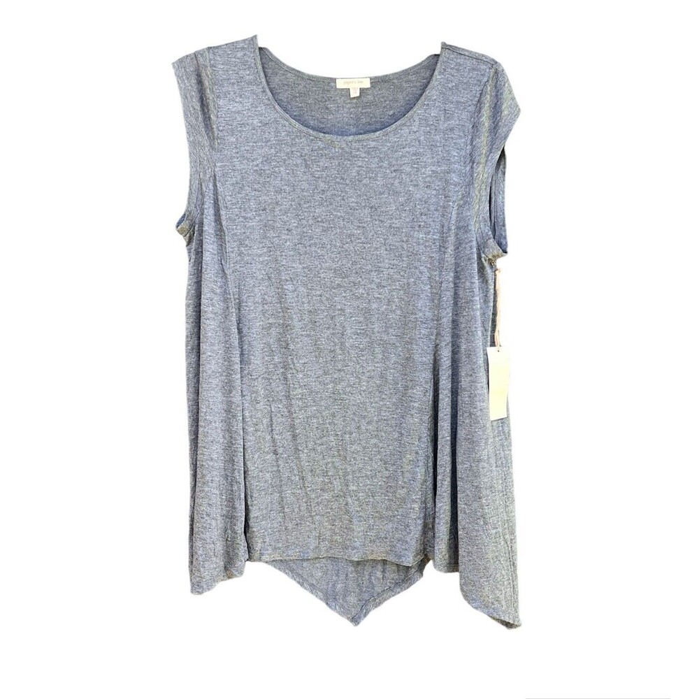 Paper Tee Size 1X Gray Sleeveless Loose Lightweight Knit Top Asymmetrical Hem